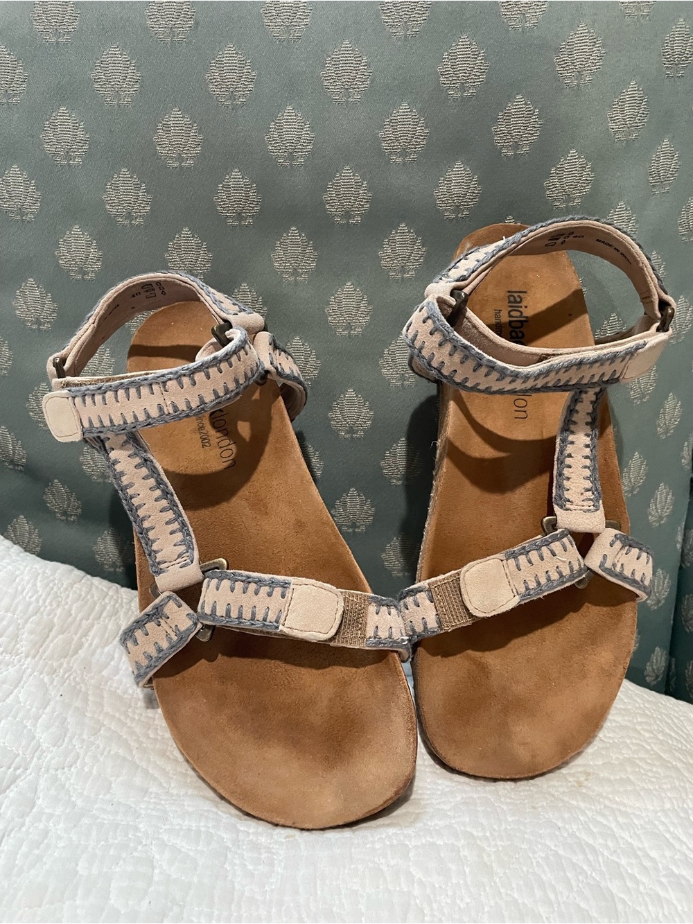 Laidback London Taupe and Gray Adjustable Comfort Sandals - Handmade sz 40